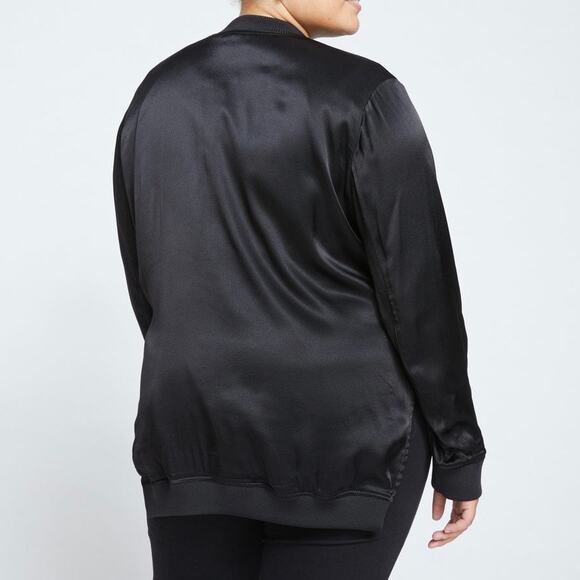 Universal Standard Satin Bomber Jacket - Black - S (14-16) - Picture 5 of 16